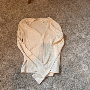 Cream Ribbed Cardigan